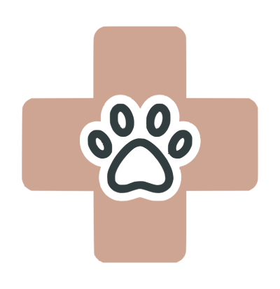 Medical cross icon with paw print representing when to contact your veterinarian.